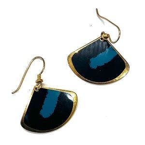 Laurel Burch vintage “Colour Spirit” earrings in turquoise, navy and gold tone